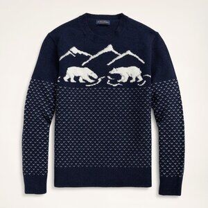 Brooks Brothers Polar Bear 100% Lambswool Crewneck Sweater